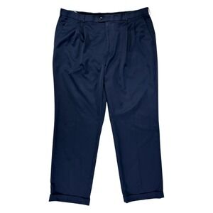 Perry Ellis Portfolio Dress Pants Mens 40x32 Navy Blue Pleated Cuffed Corporate